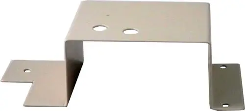 Metallischer Halter mit mehreren Löchern, geeignet zur Befestigung. Erhältlich von der Marke Wolf. Ideal für verschiedene Anwendungen im Bau- und Installationsbereich.